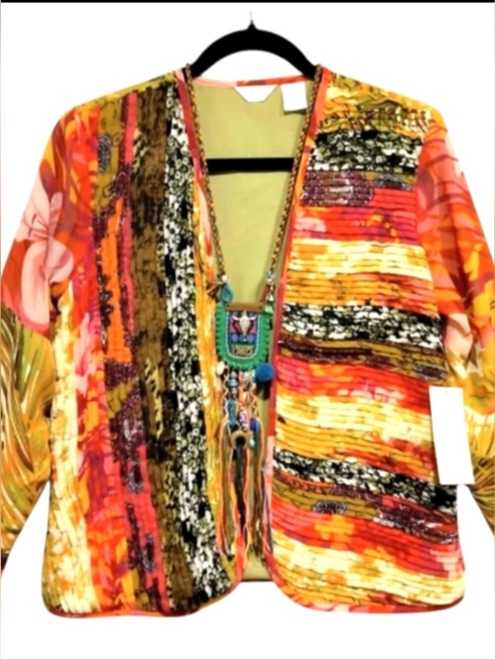 Laura Ashley's " Sunset" multicolor and pleated blazer & Wearable art